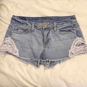 American Eagle Crochet Denim Shorts